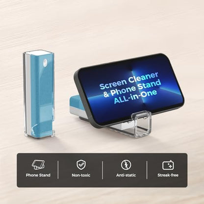 CLICK CLEAN Screen Cleaner, Fingerprint Proof Screen Cleaner Spray, All-in-One Cleaner with Microfiber and Shell for All Phones, Laptop and Tablet Screens (Light Blue) - color: Light Blue