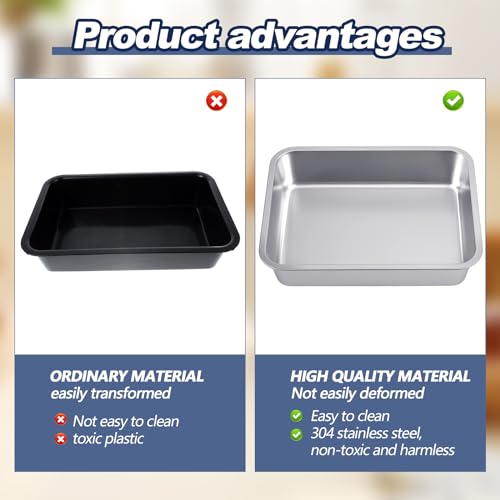 2 Pack Stainless Steel Commercial Bus Tubs Food Grade Meat Processing Tubs Lug Wash Basin Tote Box for Dishwashing, Kitchen, Restaurant, Utility (13 L) - size: 13 L