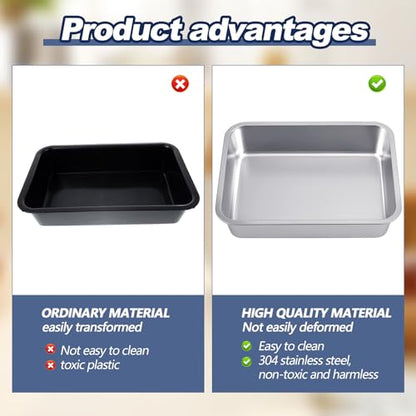 2 Pack Stainless Steel Commercial Bus Tubs Food Grade Meat Processing Tubs Lug Wash Basin Tote Box for Dishwashing, Kitchen, Restaurant, Utility (32 L) - size: 32 L