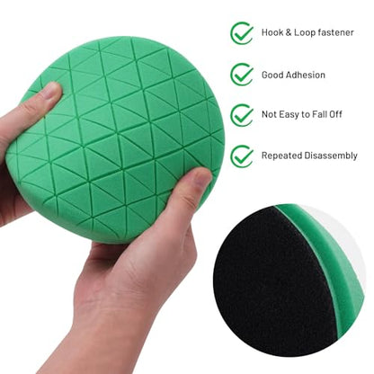 Buffing Polishing Pads, 7Pcs 6.5 Inch 165mm Face for 6Inch 150mm Backing Plate, Car Compound Buffing Sponge Pads and Woolen Pads Cutting Polishing Pad Kit for Car Polishing and Waxing - color: 7pcs-6Inch