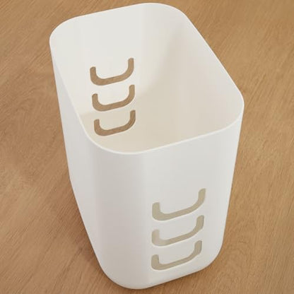 STORi Luup Trash Can (White) - Reuse Grocery Bags - Plastic Garbage Container for Bathroom, Vanity, Laundry Room, Kitchen, Office, Garage - 2.5 Gallon Wastebasket with Hooks to Secure Trash Bags - color: White