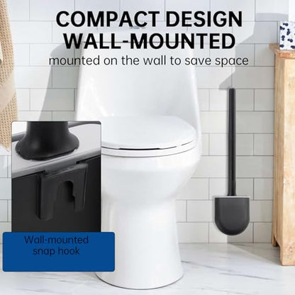 RV Essentials, RV Toilet Brush Black– Camper Must Have Silicone Toilet Brush for Travel Trailer, Wall Mounted Toilet Brush-Anti-Roll, Anti-Drip Design, Camper Must Haves
