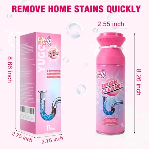 Yugou Foaming Sink Drain Cleaner & Deodorizer, Drain Clog Remover (1pcs) | Yugou Foaming Drain Cleaner, Sink Cleaner and Deodorizer, Drain Clog Remover for Kitchen Sinks, Shower Drains, Tubs - size: 1pcs