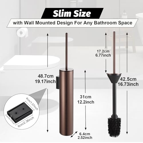 BGL Toilet Brush and Holder Set Rose Gold Wall Mounted for Bathroom Round Design - color: Rose Gold-wall Mount