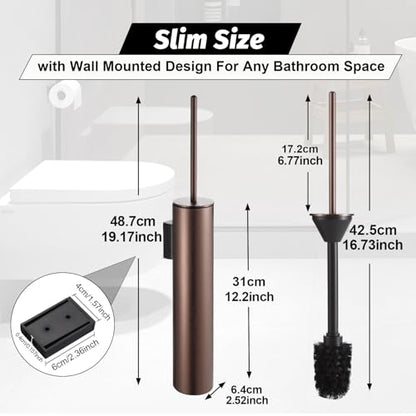 BGL Toilet Brush and Holder Set Rose Gold Wall Mounted for Bathroom Round Design - color: Rose Gold-wall Mount