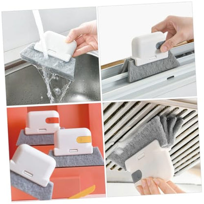 3pcs Multifunctional Groove Cleaning Brush Set Soft Brush for Window Track Crevice Gap Cleaning Tool for Home Office Use Gray Ginger Orange Red