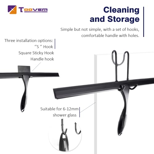 14'' Shower Squeegee, TOOVEM Squeegee for Shower Glass Door for Glass Doors, Windows, Bathroom, Car Windshield, Black - style: Black 14 inch