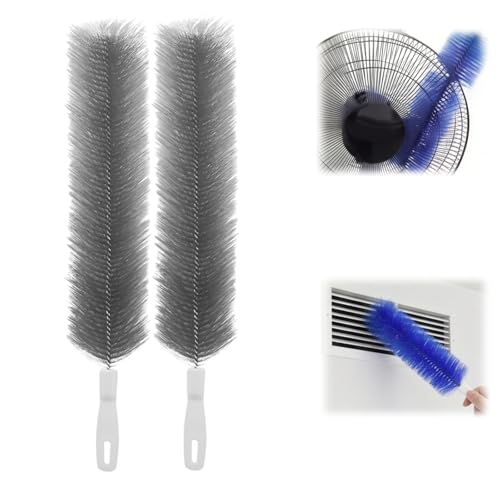Bendable Microfiber Head, 2026 Fan Cleaner Brush, Washable Reusable Dust Remover for Fans, Air Conditioning, Curtain, Car Vents (Grey 2pcs) - color: Grey 2pcs