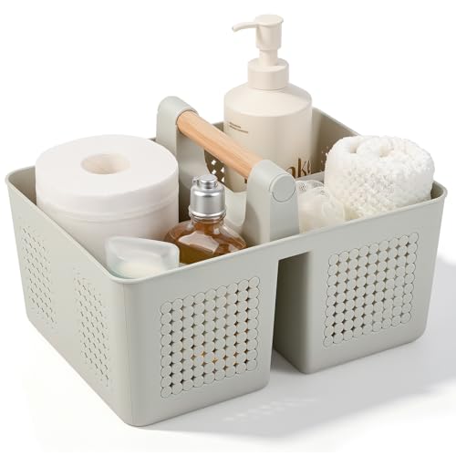 JiatuA Shower Caddy Basket Portable Caddy Organizer with Handle Cleaning Supplies Caddy Plastic Tool Storage for Bathroom Kitchen College Dorm Bedroom, Grey - color: Grey, size: Large