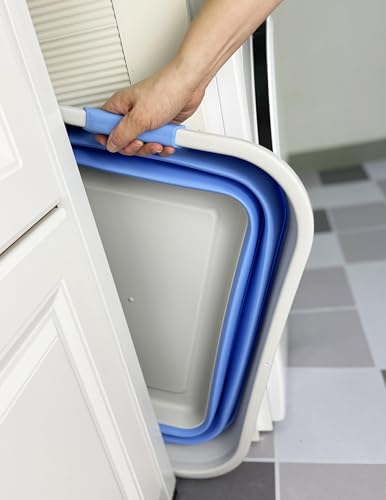 SAMMART 41L (10.8 gallon) Collapsible Plastic Laundry Basket - Foldable Pop Up Storage Container/Organizer - Portable Washing Tub - Space Saving (Grey/Little Boy Blue, Rectangular) - color: Grey/Little Boy Blue