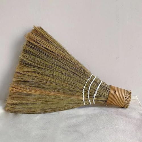 Abaodam 2pcs Hand Woven Brooms with Detachable Long Handle, Soft Straw Multipurpose Desk and Floor Cleaning Sweeper for Home Dust Removal