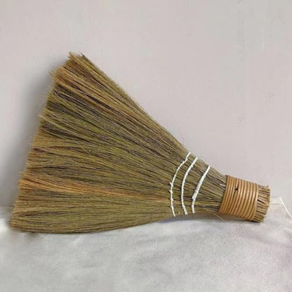 Abaodam 2pcs Hand Woven Brooms with Detachable Long Handle, Soft Straw Multipurpose Desk and Floor Cleaning Sweeper for Home Dust Removal