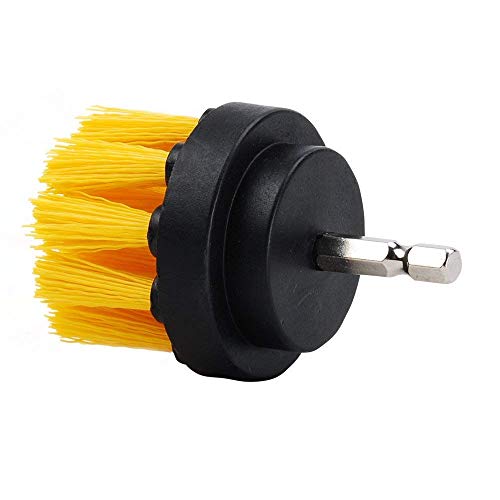 2 inch Diameter Drill Powered Stiff Scrub Cleaning Brush Heavy Duty Cleaning Applications for Bathroom Surfaces, Tile and Grout, Hard Water Stains, Rust (Yellow)