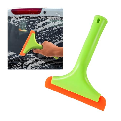 KVAEY Small Silicone Window Squeegee, 5.9 Inch Car Windshield Water Blade Squeegee with Non-Slip Handle, All-Purpose Cleaning Squeegee for Car Windshield, Window, Mirror (Light Green) - color: Light Green