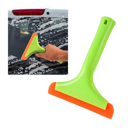 KVAEY Small Silicone Window Squeegee, 5.9 Inch Car Windshield Water Blade Squeegee with Non-Slip Handle, All-Purpose Cleaning Squeegee for Car Windshield, Window, Mirror (Light Green) - color: Light Green