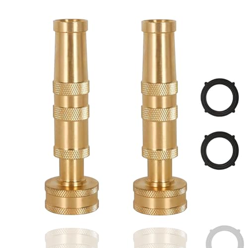 High-Pressure Brass Adjustable Twist Nozzle, Garden Hose Heavy Duty Nozzle Sprayer for Car Washing, Cleaning,Patio, Lawn,2-Pack ﻿ - size: 1.2*1.2*4