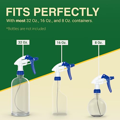 Heluva Green Spray Bottle Nozzle Replacement, Bottle Tops Only - Sprayer Nozzle Triggers for Heavy Duty, Commercial, Home Cleaning Solutions - Fits 8,16,24,32 oz Plastic & Glass Bottles, Blue 6 pack - color: Blue, size: 6 Pack