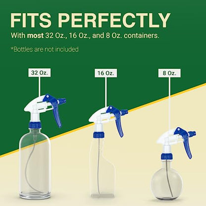 Heluva Green Spray Bottle Nozzle Replacement, Bottle Tops Only - Sprayer Nozzle Triggers for Heavy Duty, Commercial, Home Cleaning Solutions - Fits 8,16,24,32 oz Plastic & Glass Bottles, Blue 6 pack - color: Blue, size: 6 Pack
