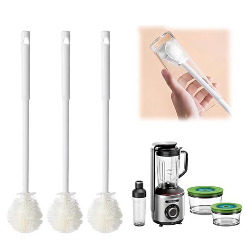 2026 Upgraded Silicone Bottle Brush, 360° Flexible Soft Bristle Long Handle Cleaner for Sports Bottles, Tumblers, Flasks and Glass Containers (3pcs) - color: 3pcs