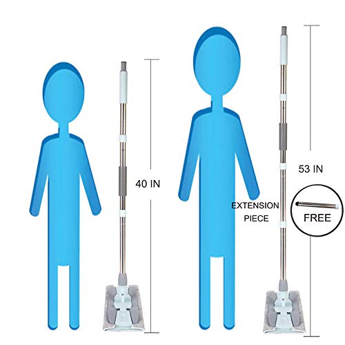 2-in-1 Microfiber Mop for Wet & Dry Use, 15-Inch with 4 Washable Pads, Adjustable Handle for Effortless Deep Cleaning and Floor Protection - size: 15 IN