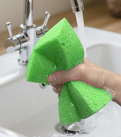 Cleaning and Washing Sponge, 3 Pack Large Extra Thick Heavy Duty Sponge Multi-Purpose for Kitchen Bathroom Bike Boat Car, Natural Cellulose Sponges 4" X 6" X 2" (Green) - color: A-green
