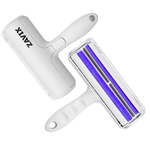 Reusable Pet Hair Remover Roller - Dog and Cat Hair on Couch, Bedding, Car, Rugs & Furniture - Portable and Eco-Friendly (White/Purple) - color: White/Purple