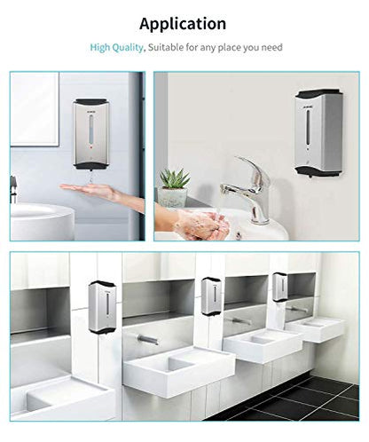 AIKE Automatic Soap Dispenser Commercial Wall Mounted Liquid Dispenser Polished Stainless Steel Finish 1100ml Large Capacity - color: Polished Stainless Steel