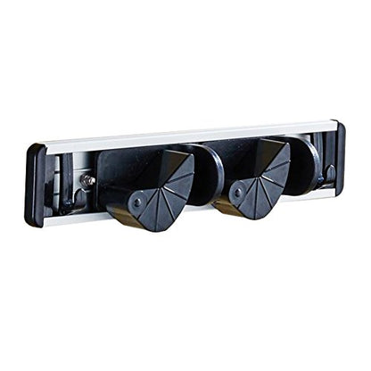 Mop and Broom Holder Storage Solutions (2 Position with 3 Hooks) - size: 2 Position with 3 Hooks