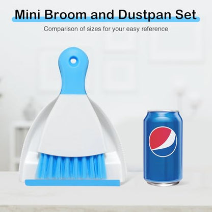 NACENA Mini Dustpan and Brush Set 2 Pack, Small Broom and Dustpan Set Dust Pan and Mini Hand Broom Dustpan and Broom Combo Compact for Home Table Keyboards Sofa Kitchen, Dark & Blue - color: Dark Blue, size: 2 packs