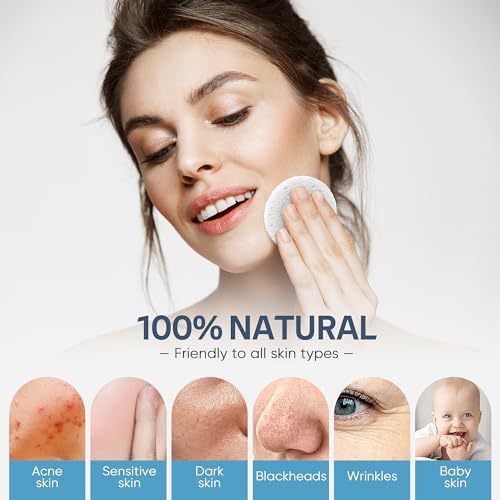 50-Count Compressed Facial Sponge, GAINWELL White Cellulose 100% Natural Cosmetic Spa Sponges for Facial Cleansing, Exfoliating Mask, Makeup Removal - color: White, size: 50 Count (Pack of 1)