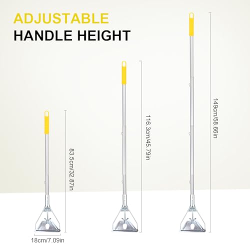 Mop Handle Commercial Heavy Duty - 57 Inch Industrial Metal Mop Stick Replacement for Floor Cleaning - Professional Mops Head Replacement Holder - color: Yellow 1 - Metal Clamp