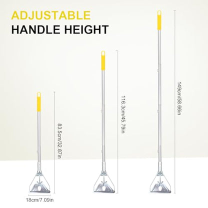 Mop Handle Commercial Heavy Duty - 57 Inch Industrial Metal Mop Stick Replacement for Floor Cleaning - Professional Mops Head Replacement Holder - color: Yellow 1 - Metal Clamp