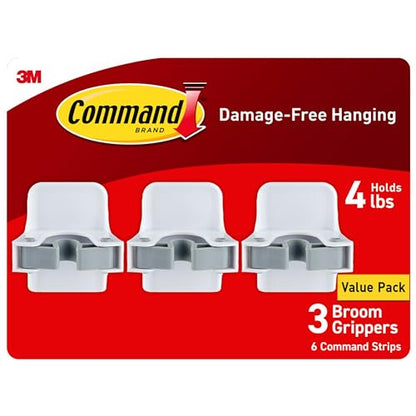Command Broom and Mop Gripper, 3-Pack, Organize Damage-Free - size: Large, style: 3 Broom Grippers