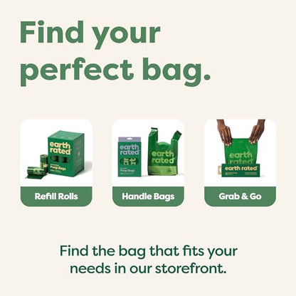 Earth Rated Dog Poop Bags with Handles, Extra Wide, Easy Tie and Guaranteed Leakproof, Unscented, 120 Handle Bags - size: 120 Handle Bags (Box), style: Unscented