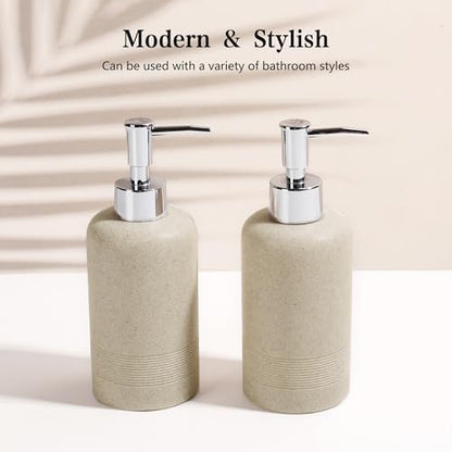 YMXYJM 2pcs/Set Hand Soap Dispenser Sets - 10.8oz Refillable Resin Liquid Soap Dispensers with Rust-Proof Pump for Bathroom Countertop or Kitchen, Beige - color: Beige