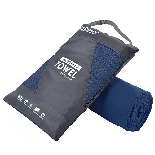 Rainleaf Microfiber Towel Perfect Travel & Gym & Camping Towel. Quick Dry - Super Absorbent - Ultra Compact - Lightweight. Suitable for Trip, Beach, Shower, Backpacking, Pool - color: Navy Blue, size: 48.00" x 24.00"