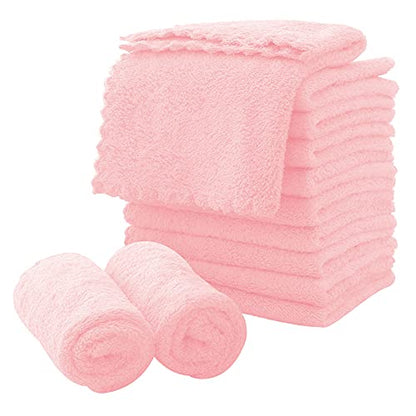 MOONQUEEN Microfiber Facial Cloths Fast Drying Washcloth 12 Pack - Premium Soft Makeup Remover Cloths - Pink - color: Pink, size: 12x12 Inch (Pack of 12)