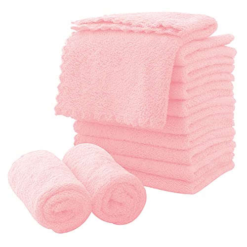 MOONQUEEN Microfiber Facial Cloths Fast Drying Washcloth 12 Pack - Premium Soft Makeup Remover Cloths - Pink - color: Pink, size: 12x12 Inch (Pack of 12)