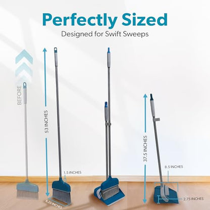 BLACK+DECKER Butler Broom & Dustpan Set - Stand-Up Design - Lightweight, Space-Saving Combo for Kitchen, Living Room, Bathroom, Lobby Floors - Home Cleaning Essential, Ocean Blue - size: Ocean Blue Butler Broom & Dustpan