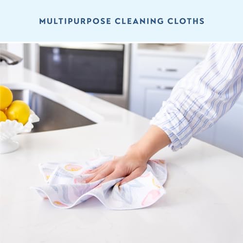 ELYN Microfiber Kitchen Dish Cloth Set, Quick-Dry & Absorbent Waffle Weave Cleaning Towels, Set of 6 Wash Cloths, Paper Towels & Sponge Alternative (Painterly Floral & Grid) - color: Painterly Floral & Grid, style: Dish Cloth - 6 Pack