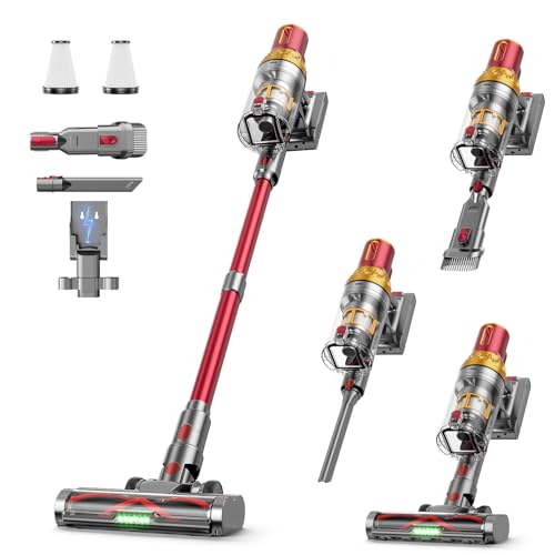 Cordless Vacuum Cleaner, 185AW Powerful Suction Vacuum Cleaner for Home, 65Mins Runtime Self-Standing Stick Vacuum, Anti-Tangled, Lightweight Vacuum Cordless for Home Hardwood Floor Carpet Pet Hair
