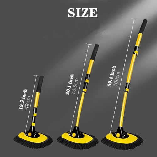 MVEQRRN Upgrade Car Wash Brush Mop with Long Handle,Microfiber Mitt Car Cleaning Supplies Kit Car Wash Kit Tools Accessories - color: Yellow-001