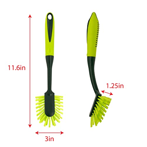 Pine-Sol Long Handle Dish Brush – Heavy Duty Bristle Kitchen Scrubber, Safe with Non-Stick Cookware - size: Oblong