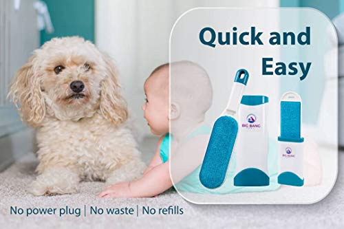 Pet Hair Remover Brush - Dog Hair Remover for Clothes - lint Brush pet Hair Remover - Reusable Fur Remover for Furniture and Clothing - Light pet Dander Remover with self Cleaning Base