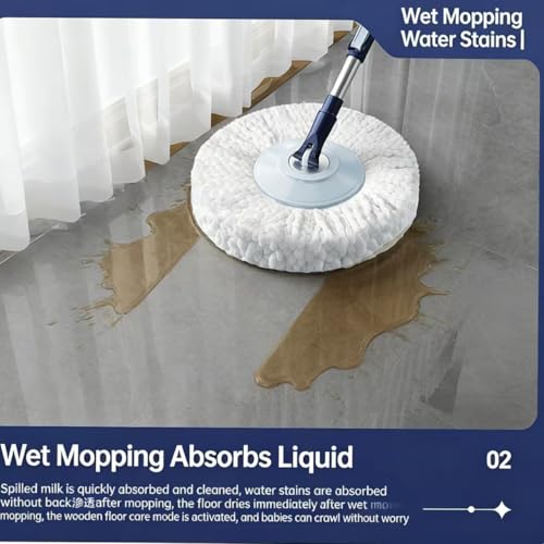 360° Spin Mop & Bucket System with 4 Microfiber Mop Pads | Detachable 2-in-1 Bucket, Efficient Floor Cleaning, For All Hard Floors - color: Blue
