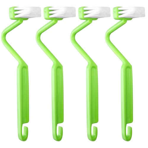 AUEAR, 4 Pack Curved Toilet Brush 8" V Type Plastic Corner Rim Cleaning Edge - color: Green