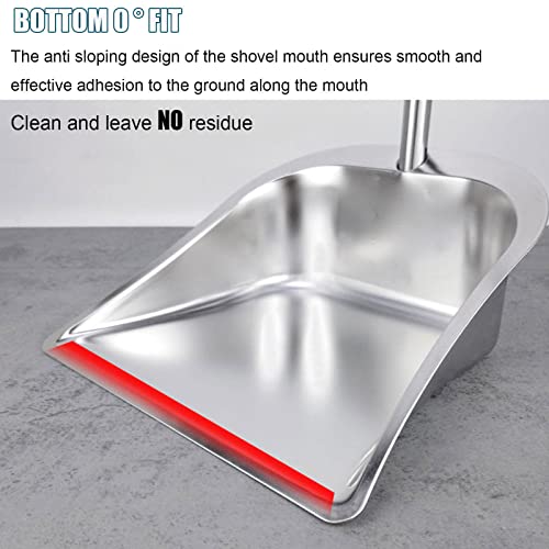 Broom and Dustpan Set for Home, Stainless Steel Broom and Dustpan Set with Long Handle, Heavy Duty Dustpan Broom Set Upright Standing Dust Pan Kitchen and Home Indoor Outdoor