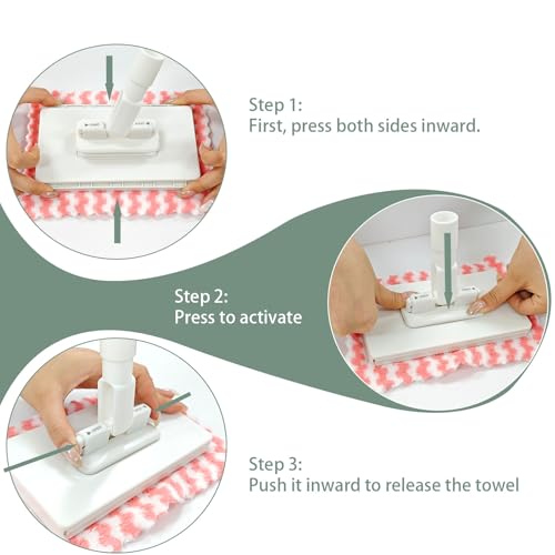 Mini Mop, Touch-Free Cloth Release Hands-Free Multi-Purpose Flat Mop with One-Click Press Lock, Use Thin Wipes or Soft Cloths, 39 in. Handle, Wet or Dry Tool for Small Spaces, 5 Cloths