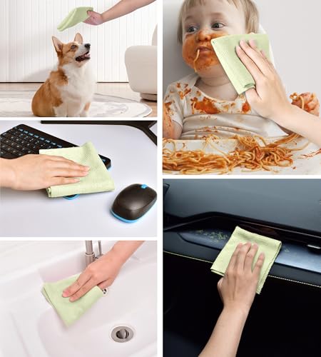 KitchLife Microfiber Cleaning Cloth Roll - Tear-Away Reusable Microfiber Paper Towels, Lint-Free, Washable, 20 Sheets for Kitchen, Car, Dishes, and Sensitive Surfaces (Light Green) - color: Light Green