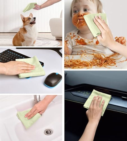 KitchLife Microfiber Cleaning Cloth Roll - Tear-Away Reusable Microfiber Paper Towels, Lint-Free, Washable, 20 Sheets for Kitchen, Car, Dishes, and Sensitive Surfaces (Light Green) - color: Light Green
